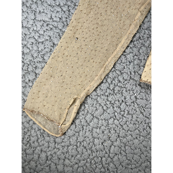 Jovani Blouse Womens Size 6P Silk Sequins Vintage Gatsby Padded Shoulders - Picture 3 of 13